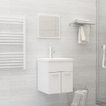 Set Mobili da Bagno Bianco Lucido in Truciolato