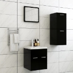 Set Mobili da Bagno Nero in Truciolato