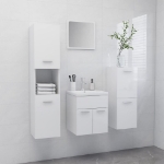 Set Mobili da Bagno Bianco Lucido in Legno Multistrato