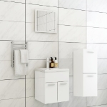 Set Mobili da Bagno Bianco Lucido in Legno Multistrato