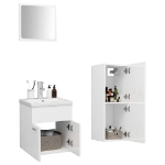 Set Mobili da Bagno Bianco Lucido in Legno Multistrato