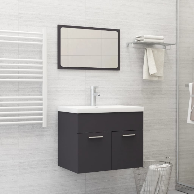 Set Mobili da Bagno Grigio in Truciolato