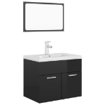 Set Mobili da Bagno Nero Lucido in Legno Multistrato