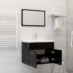 Set Mobili da Bagno Nero Lucido in Legno Multistrato