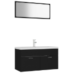 Set Mobili da Bagno Nero in Legno Multistrato