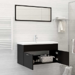 Set Mobili da Bagno Nero in Legno Multistrato