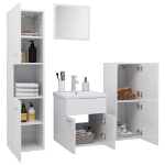 Set Mobili da Bagno Bianco Lucido in Legno Multistrato