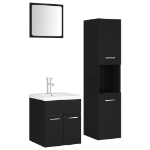 Set Mobili da Bagno Nero in Legno Multistrato