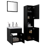 Set Mobili da Bagno Nero in Legno Multistrato