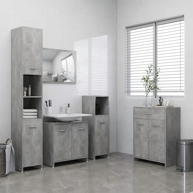 Set Mobili da Bagno 4 pz Grigio Cemento