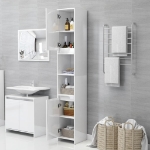 Mobile da Bagno Bianco Lucido 30x30x183,5 cm Legno Multistrato