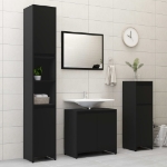 Mobile da Bagno Nero 30x30x95 cm in Legno Multistrato