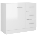 Mobile Sottolavabo Bianco Lucido 63x30x54 cm Legno Multistrato