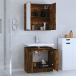 Set Mobili da Bagno 2 pz Rovere Fumo in Legno Multistrato