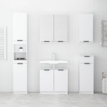 Set di Mobili da Bagno 5 pz Bianco in Legno Multistrato