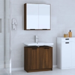 Set Mobili da Bagno 2 pz Rovere Marrone in Legno Multistrato