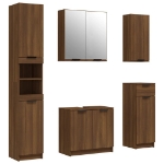 Set Mobili da Bagno 5 pz Rovere Marrone in Legno Multistrato