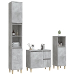 Set di Mobili da Bagno 3 pz Grigio Cemento in Legno Multistrato