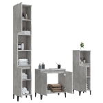 Set Mobili da Bagno 3 pz Grigio Cemento in Legno Multistrato