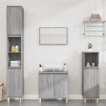 Set Mobili da Bagno 3 pz Grigio Sonoma in Legno Multistrato