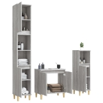 Set Mobili da Bagno 3 pz Grigio Sonoma in Legno Multistrato