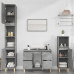 Set Mobili da Bagno 3 pz Grigio Cemento in Legno Multistrato