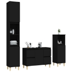 Set Mobili da Bagno 3 pz Nero in Legno Multistrato