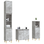 Set Mobili da Bagno 3 pz Grigio Cemento in Legno Multistrato