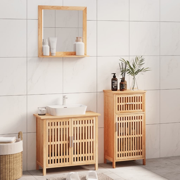 Set Mobili da Bagno 3pz in Legno Massello di Noce