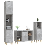 Set Mobili da Bagno 3 pz Grigio Cemento in Legno Multistrato