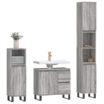 Set Mobili da Bagno 3 pz Grigio Sonoma in Legno Multistrato