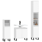 Set di Mobili da Bagno 3 pz Bianco in Legno Multistrato