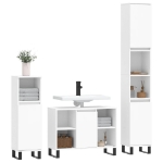 Set Mobili da Bagno 3 pz Bianco in Legno Multistrato