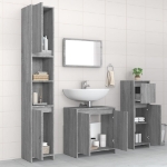 Set Mobili da Bagno 4 pz Grigio Sonoma in Legno Multistrato