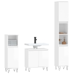 Set Mobili da Bagno 3 pz Bianco Lucido in Legno Multistrato