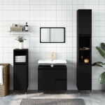 Set Mobili da Bagno 3 pz Nero in Legno Multistrato