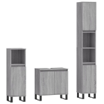 Set Mobili da Bagno 3 pz Grigio Sonoma in Legno Multistrato