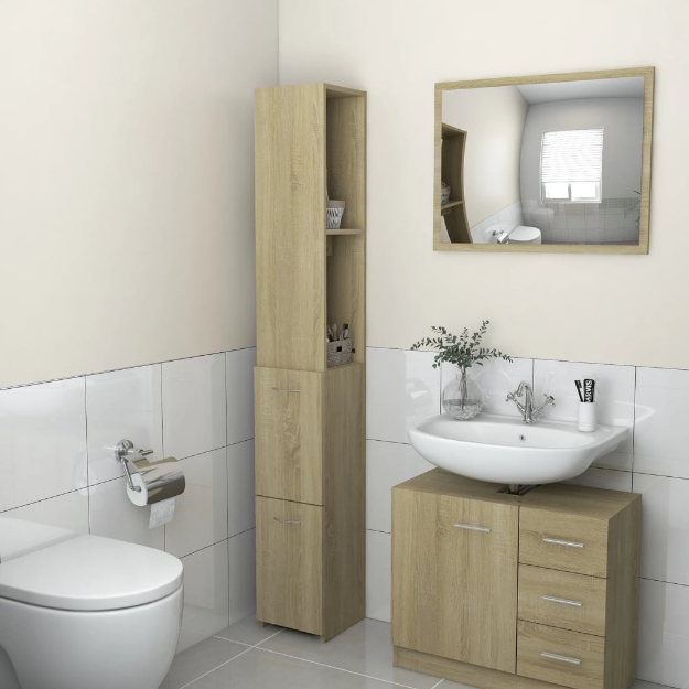 Armadietto Bagno Rovere Sonoma 25x26,5x170 cm Legno Multistrato