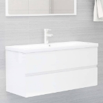 Mobile Lavabo Bianco Lucido 100x38,5x45 cm in Legno Multistrato