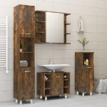 Armadietto Bagno Rovere Fumo 30x30x95 cm in Legno Multistrato