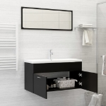 Set Mobili da Bagno 2 pz Nero in Legno Multistrato