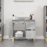 Armadietto da Bagno Grigio Cemento 65x33x60cm Legno Multistrato