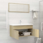 Set Mobili da Bagno 2 pz Rovere Sonoma in Legno Multistrato