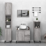 Armadietto Bagno Grigio Sonoma 30x30x100cm in Legno Multistrato