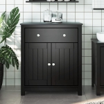 Mobile da Bagno BERG Nero 69,5x34x80 cm Legno Massello di Pino