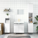 Set di Mobili da Bagno 3 pz Bianco in Legno Multistrato