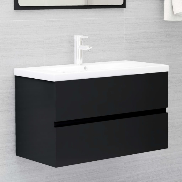 Mobile Lavabo Nero 80x38,5x45 cm in Legno Multistrato