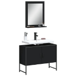 Set Mobili da Bagno 2 pz Nero in Legno Multistrato