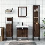 Set Mobili da Bagno 4 pz Rovere Marrone in Legno Multistrato