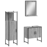 Set Mobili da Bagno 3 pz Grigio Sonoma in Legno Multistrato